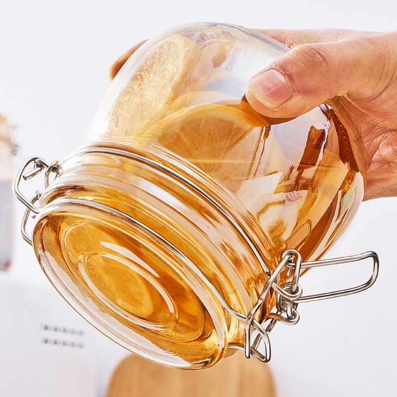 Bocal à thé hermétique en verre ambré, 500 ml