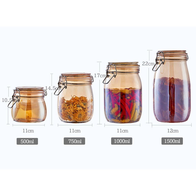 Bocal à thé hermétique en verre ambré, 500 ml