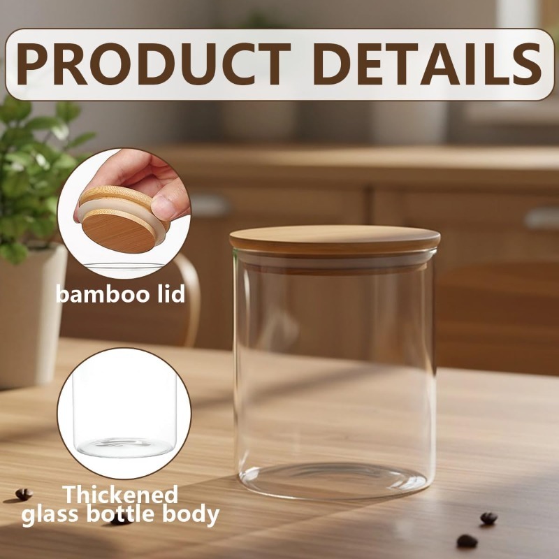 Détail du couvercle en bambou du bocal en verre
