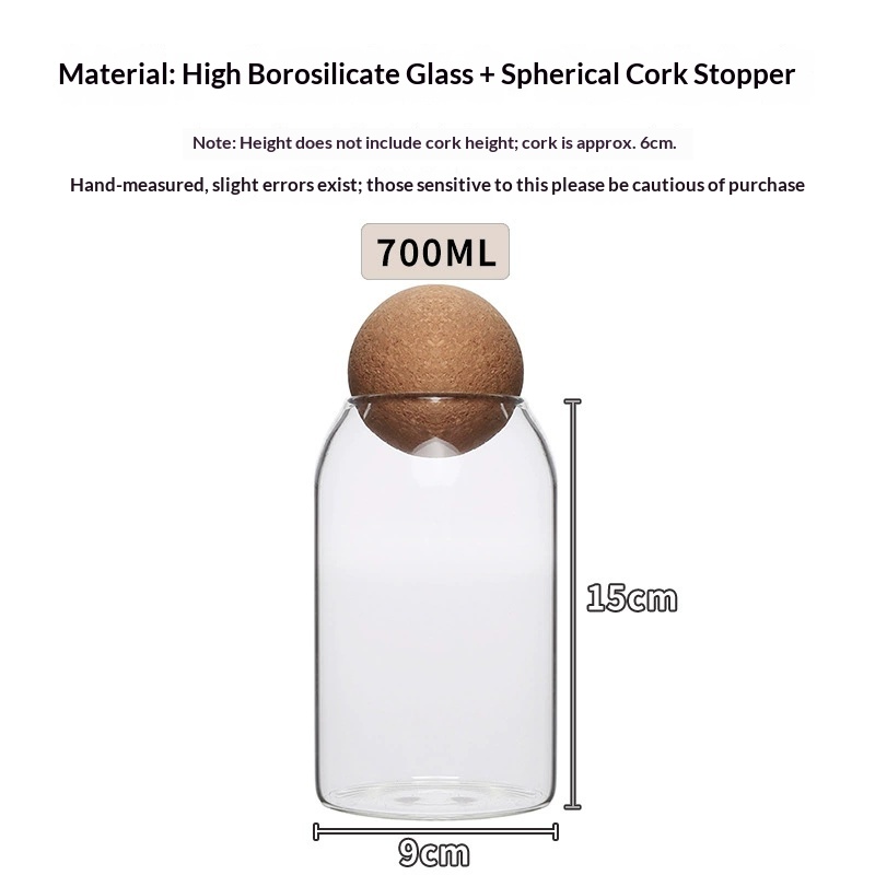 Bocal en verre avec bouchon en liège 700 ml