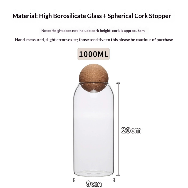 Bocal en verre avec bouchon en liège 1000 ml