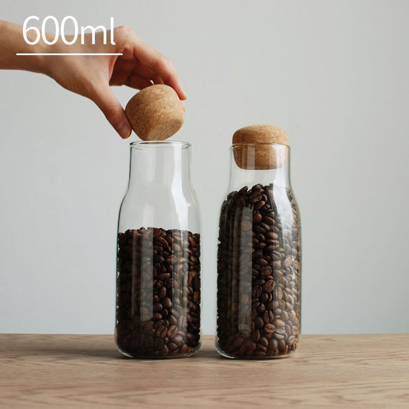 Bocal à thé en verre avec bouchon en liège – 600 ml