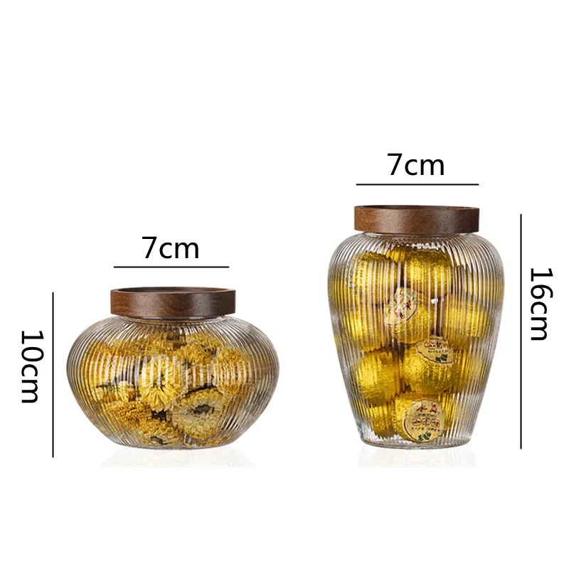 Bocal à thé en verre avec couvercle en acacia – grande capacité
