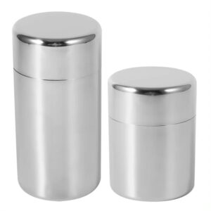 Boîte à thé en acier inoxydable gris satiné
