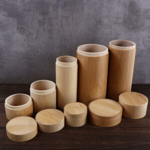 Boîtes cylindriques en bambou de plusieurs formats