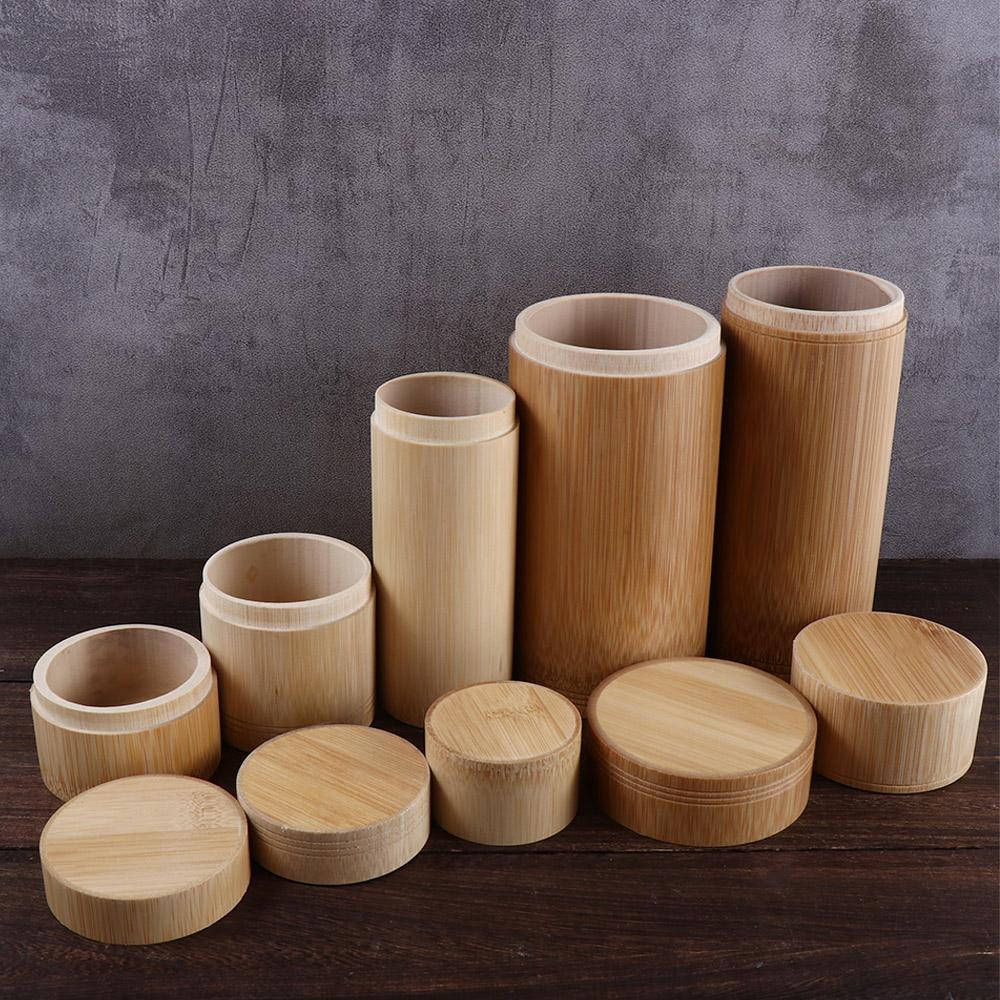 Boîtes cylindriques en bambou de plusieurs formats