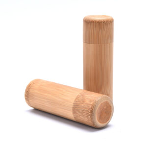 Boîte à thé cylindrique en bambou naturel