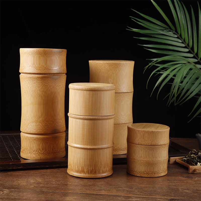 Boîtes à thé en bambou naturel de plusieurs formes