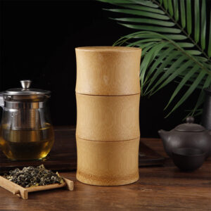 Boîte à thé en bambou naturel sculpté vert