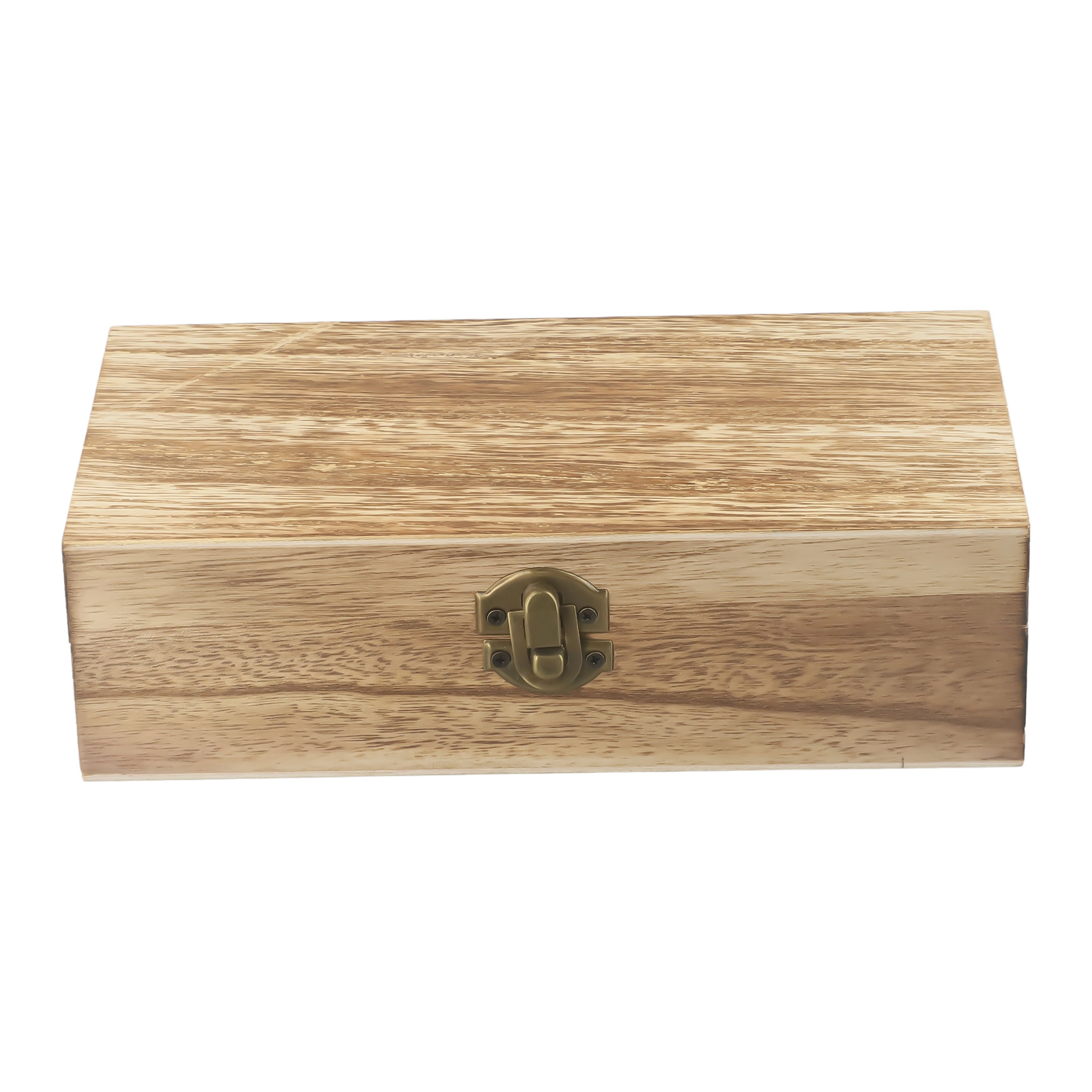 Boîte à thé en bois clair avec boucle rétro
