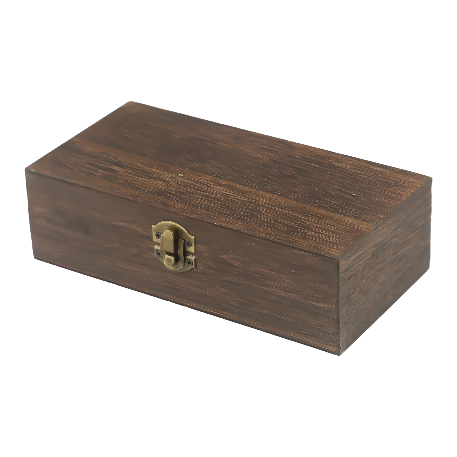 Boîte à thé en bois foncé avec boucle rétro