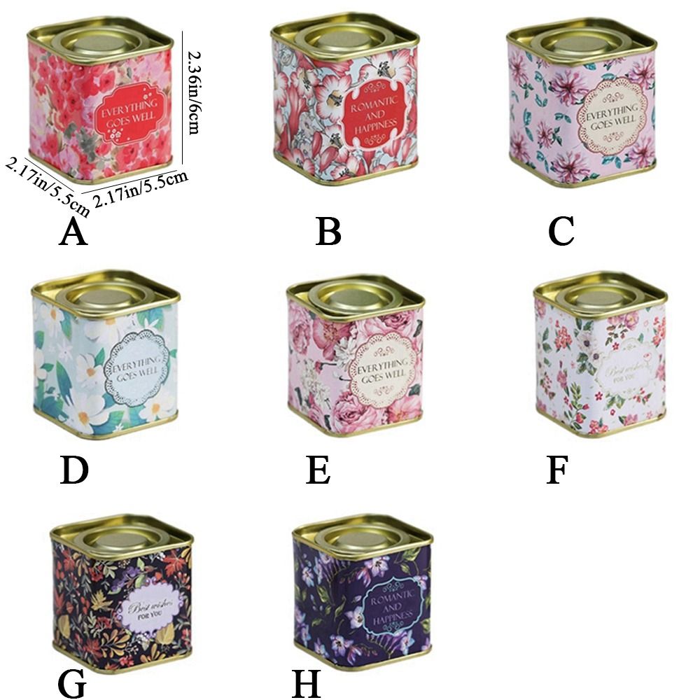 Boîtes à thé en fer blanc fleuries colorées