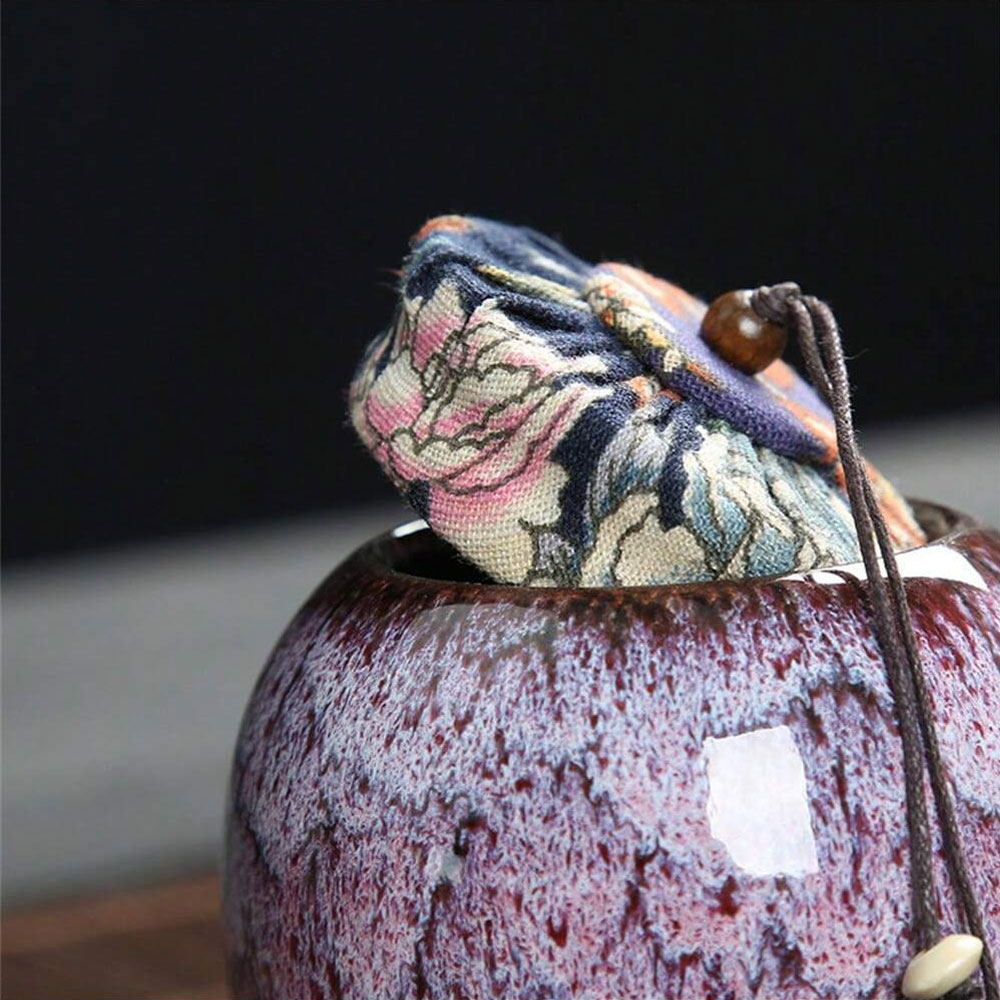 Boîte à thé en céramique bleue avec joint d'étanchéité