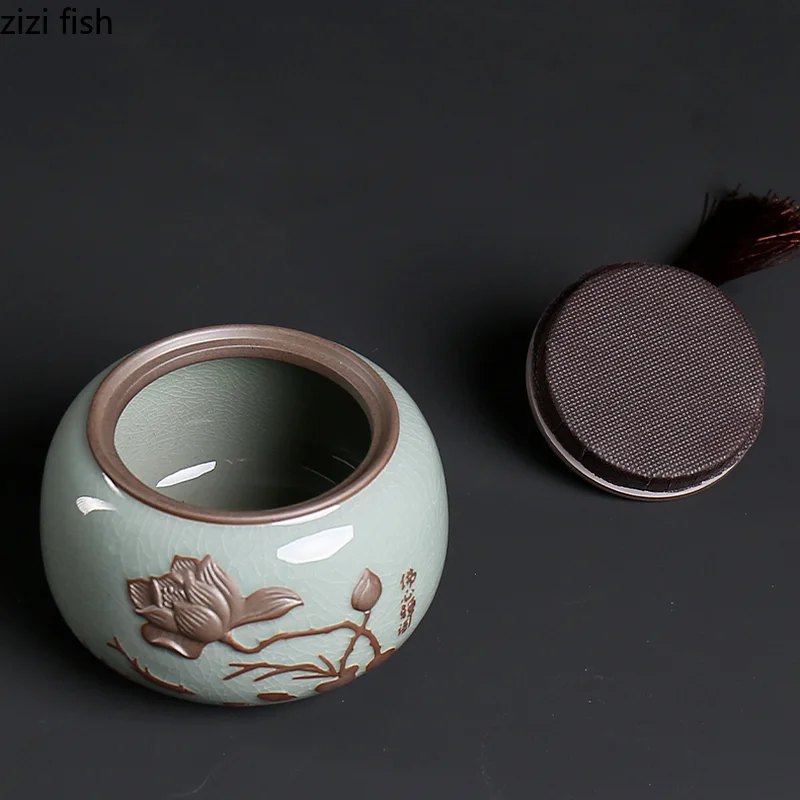 Boîte à thé en céramique décorative avec couvercle