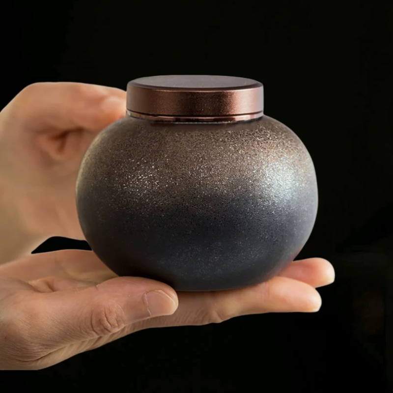 Boîte à thé vintage en céramique brune 220 ml