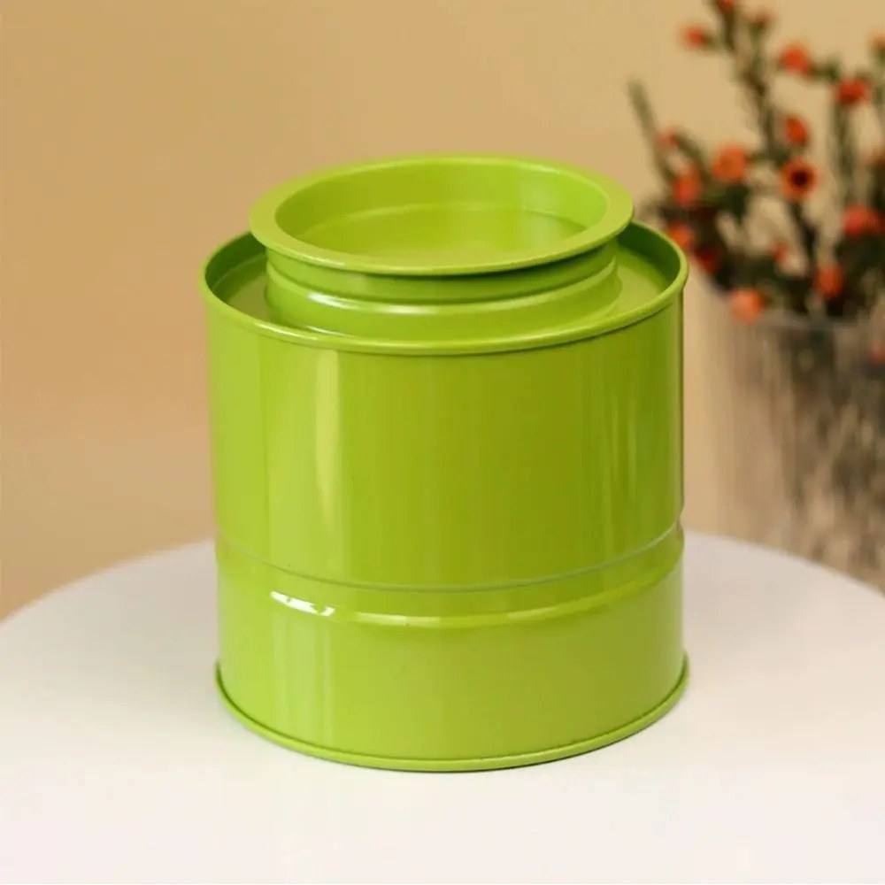 Boîte à thé vintage verte en fer-blanc 90 × 95 mm