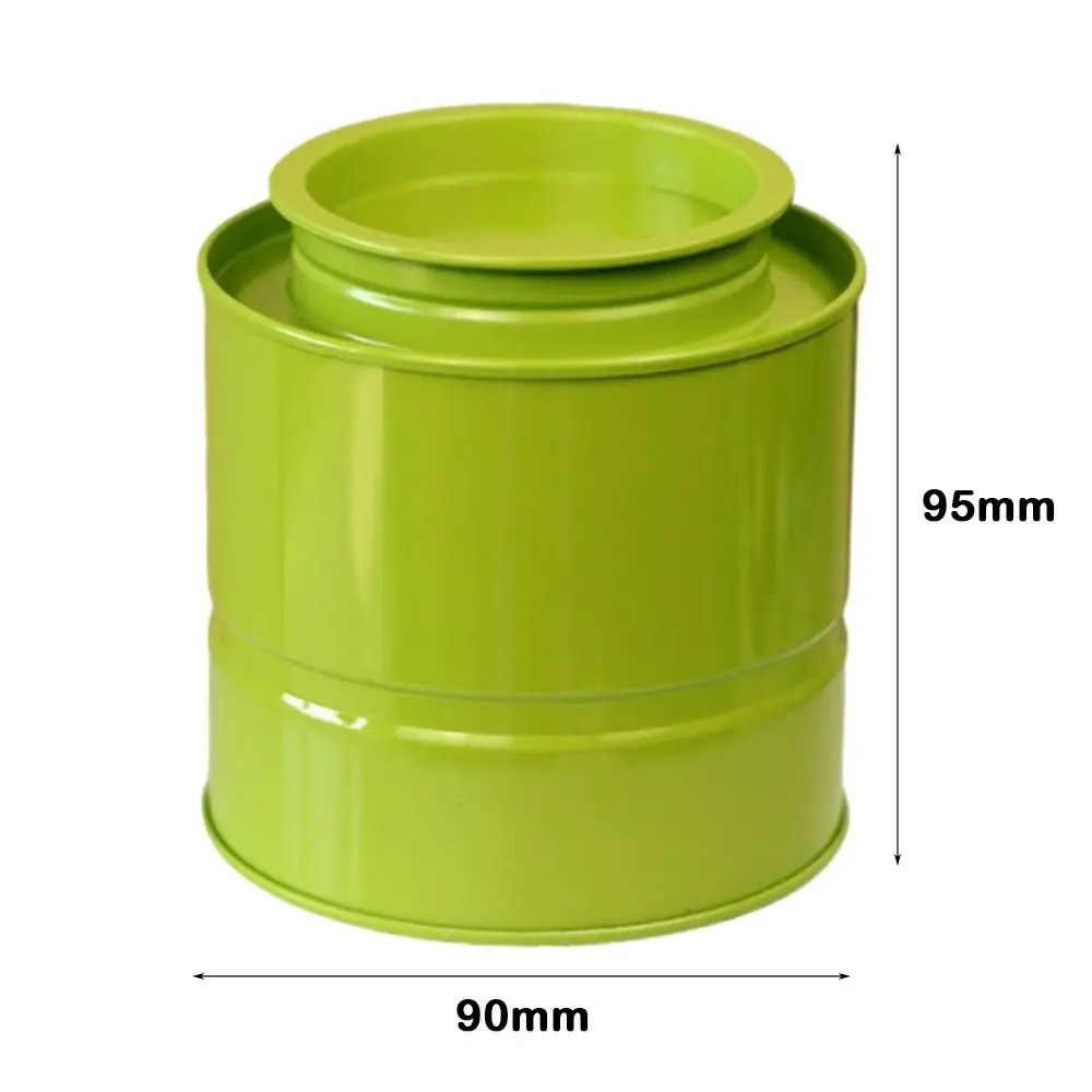 Boîte à thé vintage verte en fer-blanc 90 × 95 mm