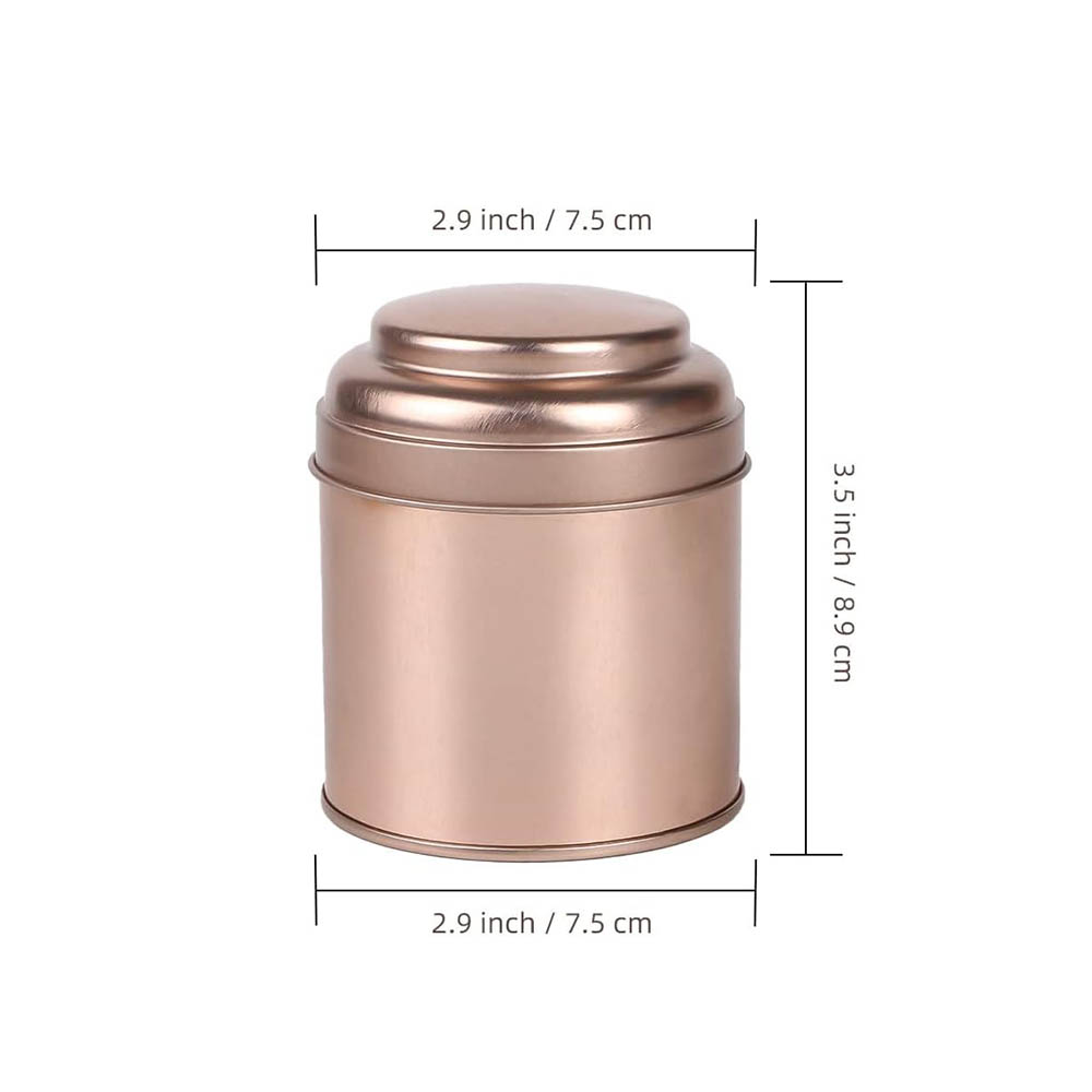 Boîte à thé rose poudré en métal à double couvercle 7,5 × 15 cm