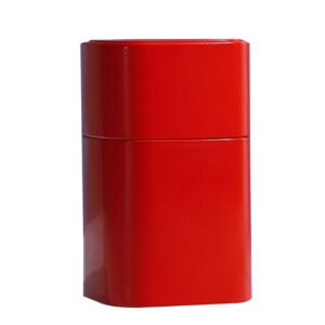 Boite a the cylindrique en metal rouge