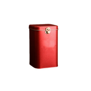 Boîte à thé en métal rouge avec serrure