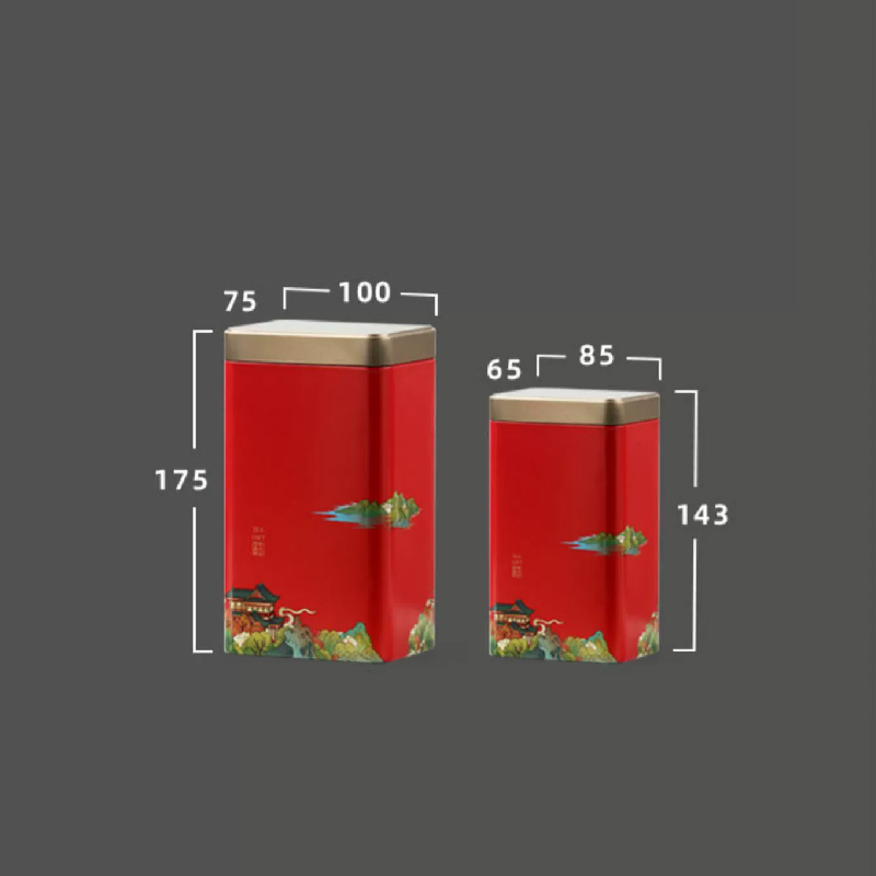 Comparatif des dimensions des deux boîtes à thé rectangulaires
