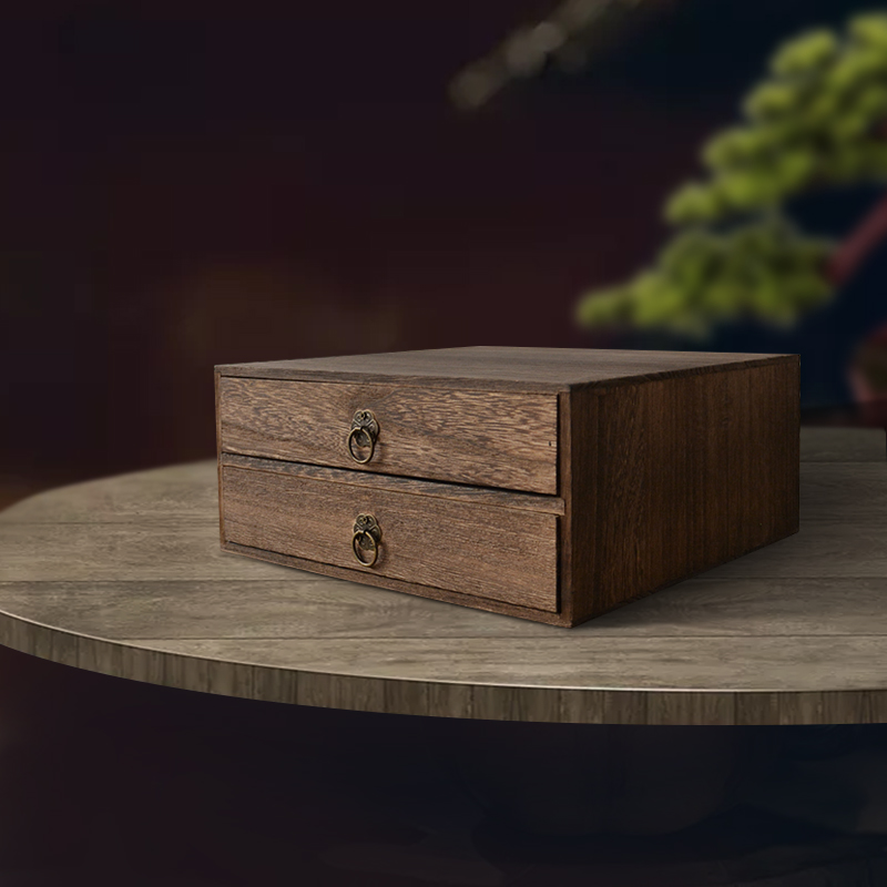 Boîte à thé pu-erh en bois à trois tiroirs