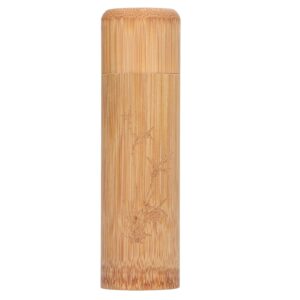 Boîte à thé ronde en bambou gravé, couvercle ajusté