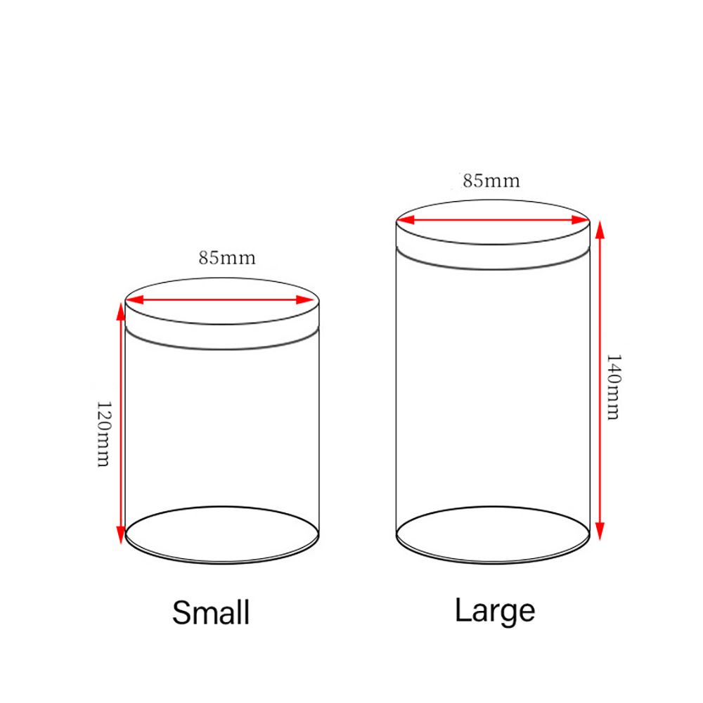 Schéma des formats Small et Large de la boîte à thé ronde