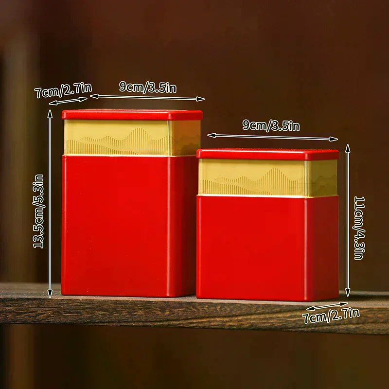 Boîtes à thé métalliques rectangulaires colorées