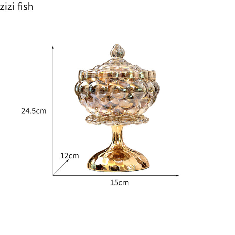 Bonbonnière à thé en verre sur pied doré