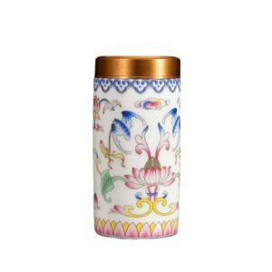 Caddie à thé en porcelaine émaillée, fleurs multicolores 20 g