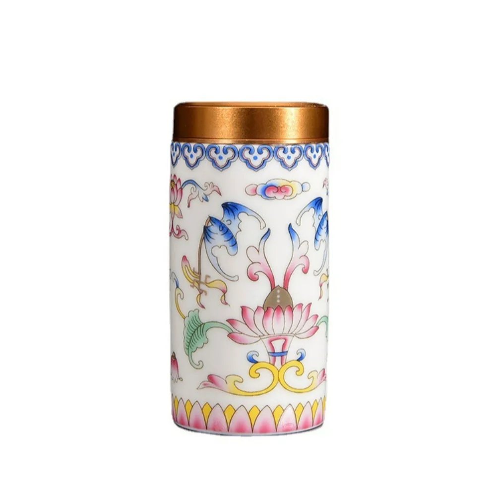 Caddie à thé en porcelaine émaillée, fleurs multicolores 20 g