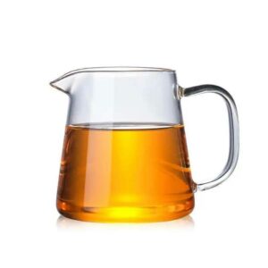 Cha hai en verre transparent avec bec verseur