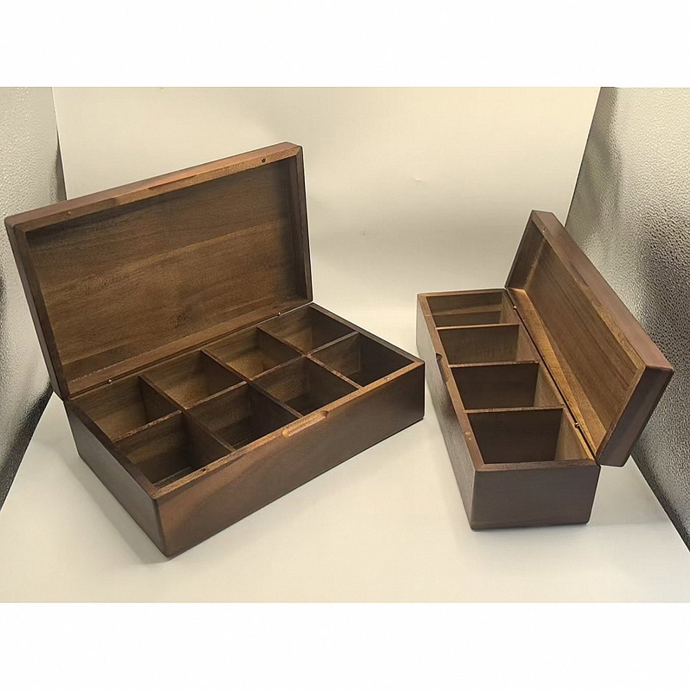 Coffret à thé en bois d’acacia 4 ou 8 compartiments