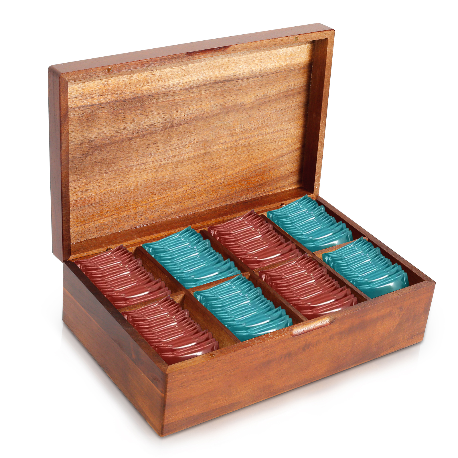 Coffret à thé en bois, 4 ou 8 compartiments
