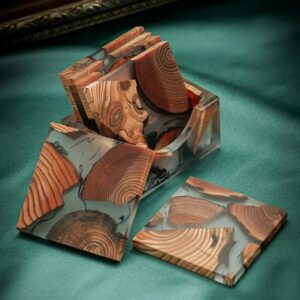 Dessous de tasse en bois et résine 8 cm