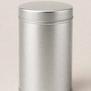Grande boîte à thé de voyage en métal argenté 6 × 12 cm