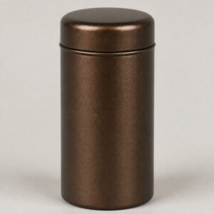 Boîte à thé de voyage en métal brun 5,5 × 9,2 cm