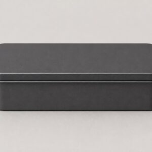 Boîte à thé rectangulaire en fer-blanc gris foncé 145 × 65 × 33 mm
