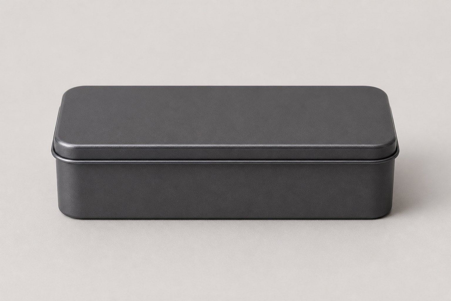 Boîte à thé rectangulaire en fer-blanc gris foncé 145 × 65 × 33 mm