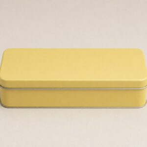 Boîte à thé rectangulaire en fer-blanc jaune clair 145 × 65 × 33 mm