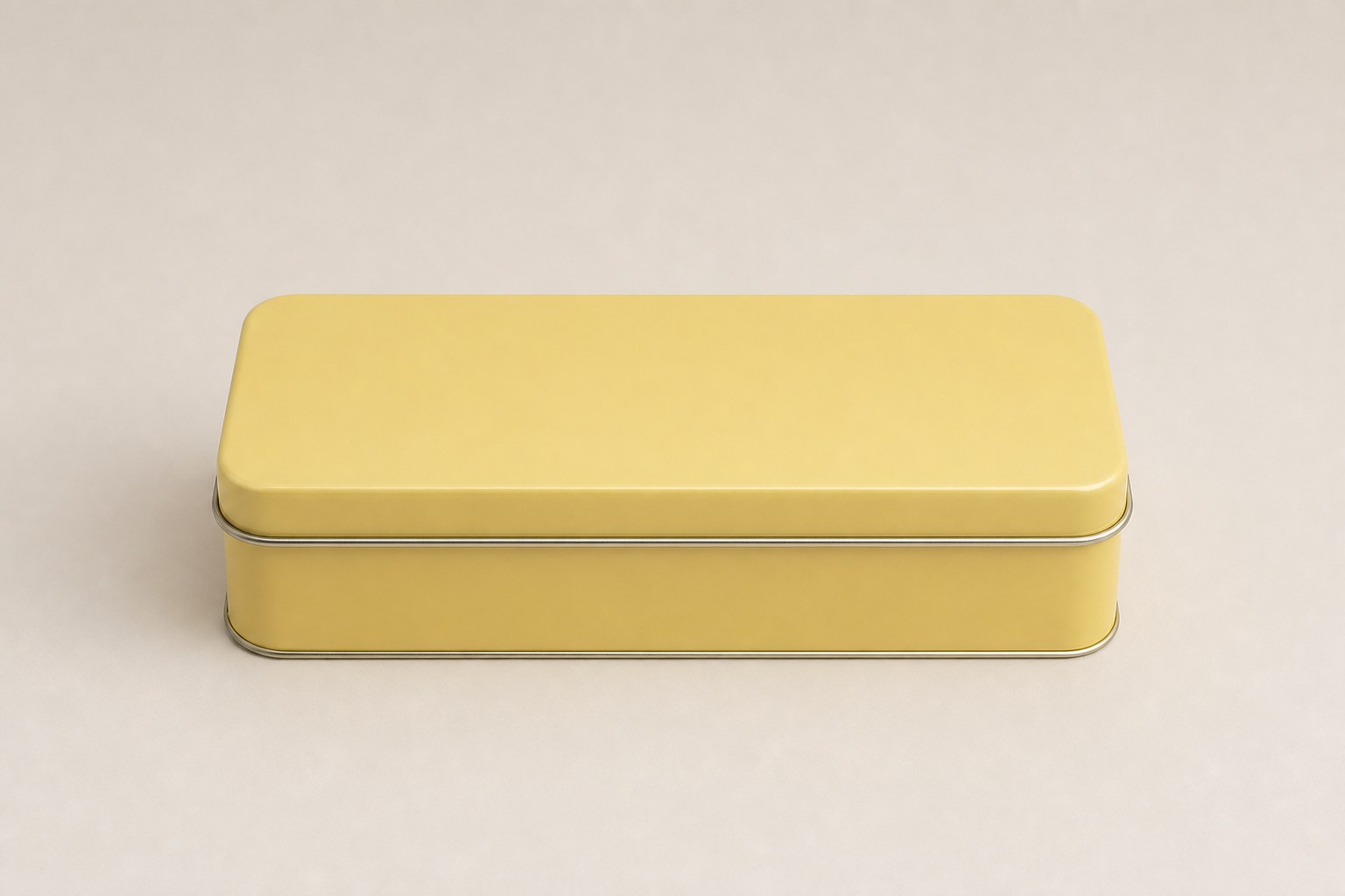 Boîte à thé rectangulaire en fer-blanc jaune clair 145 × 65 × 33 mm