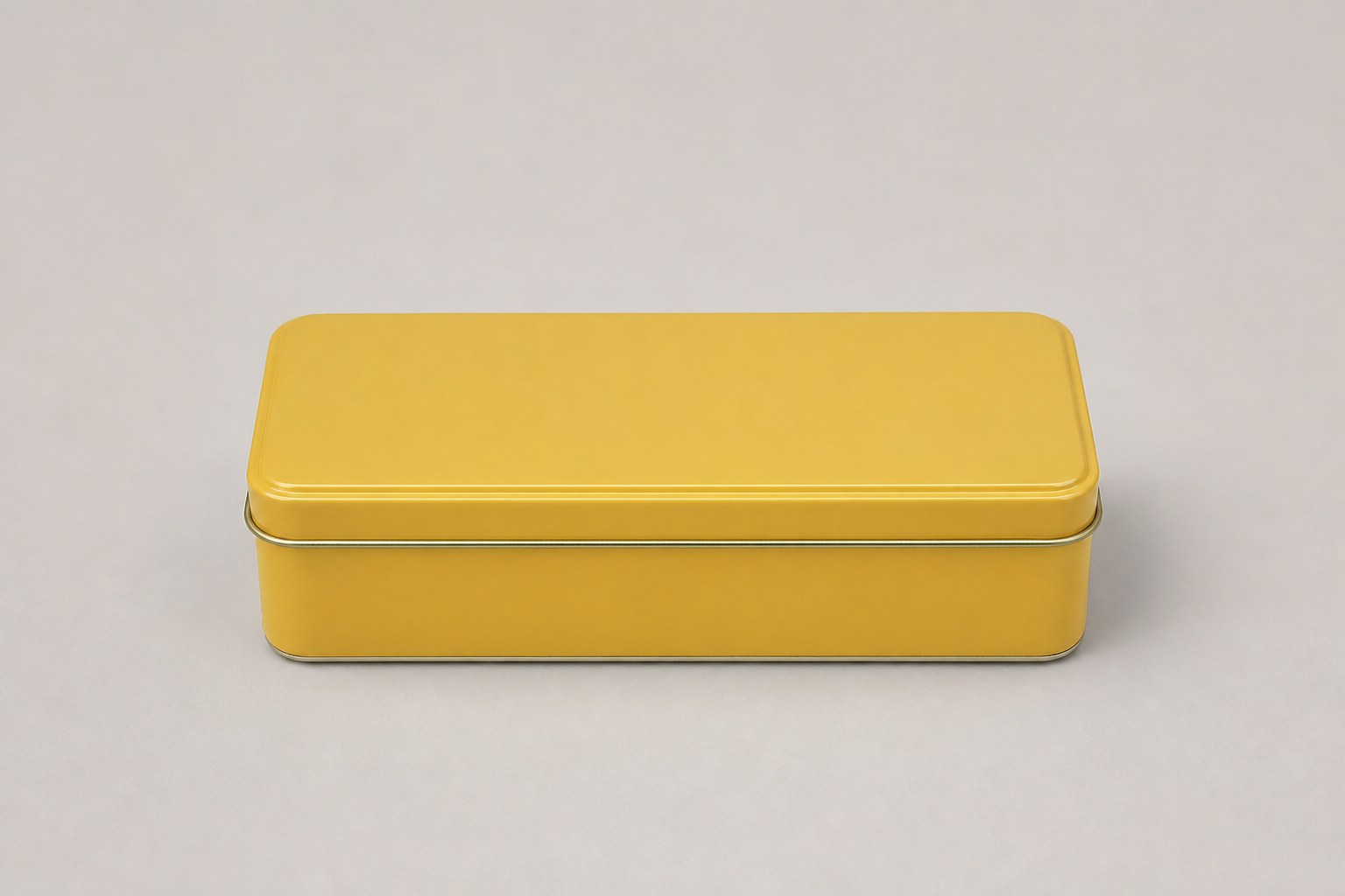 Boîte à thé rectangulaire en fer-blanc jaune 145 × 65 × 33 mm