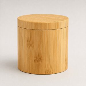 Caddie à thé en bambou naturel, tube avec couvercle, 12 × 9 cm