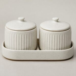 Coffret à thé en céramique, duo de pots