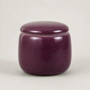 Boîte à thé en céramique craquelée prune 9,8 × 9 cm