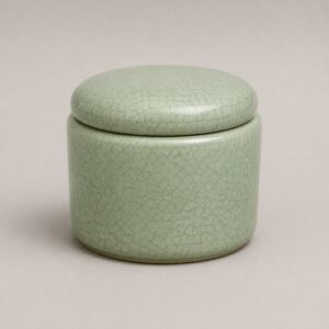 Boîte à thé en céramique craquelée vert clair 9,8 × 9 cm