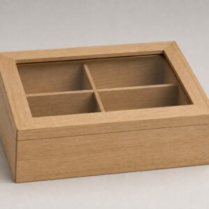 Boîte à thé en bois avec fenêtre, 4 compartiments