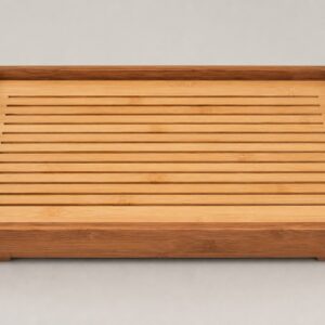 Plateau de cérémonie du thé en bois et bambou 35 × 22 cm