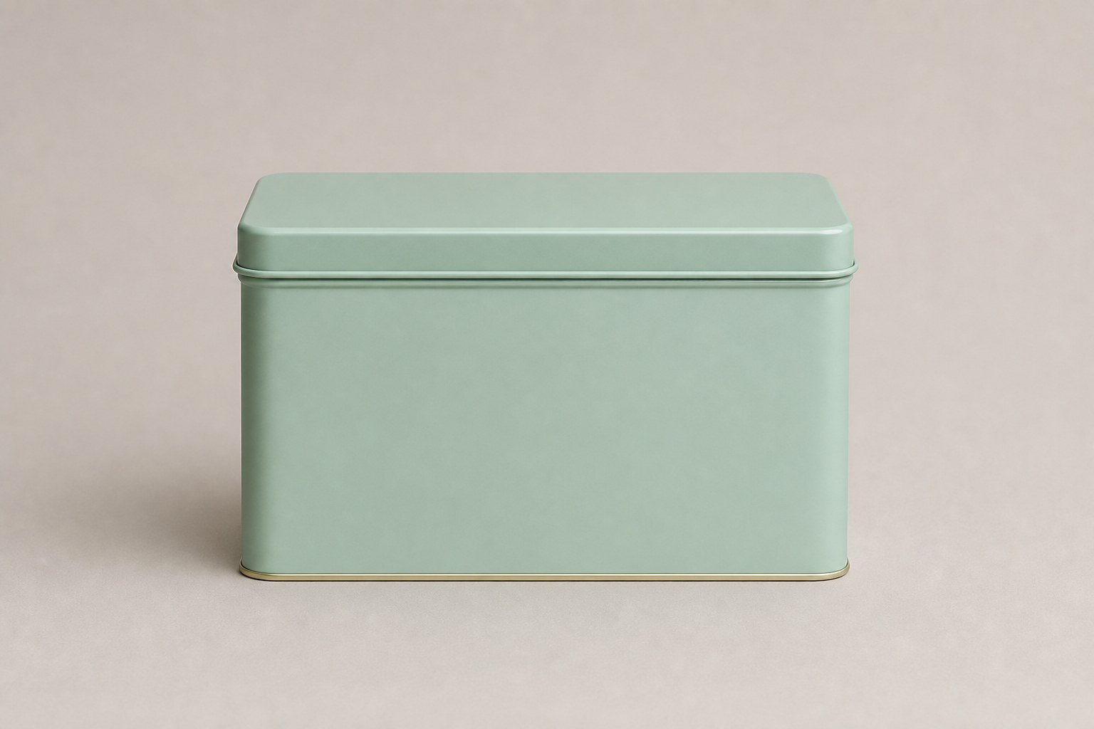 Boîte à thé rectangulaire en métal vert d'eau avec couvercle